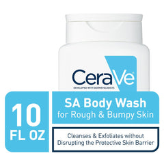 CeraVe SA Body Wash foamy lather demonstrates fragrance-free cleansing for sensitive skin.