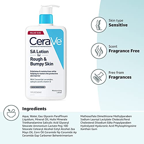 CeraVe SA Lotion application on arm for daily 24-hour hydration.