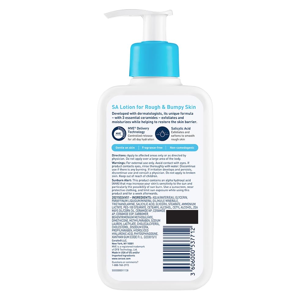 CeraVe SA Lotion pump dispensing the product smoothly.