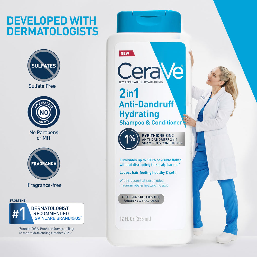 CeraVe fragrance-free formula on bottle designed for sensitive scalps.