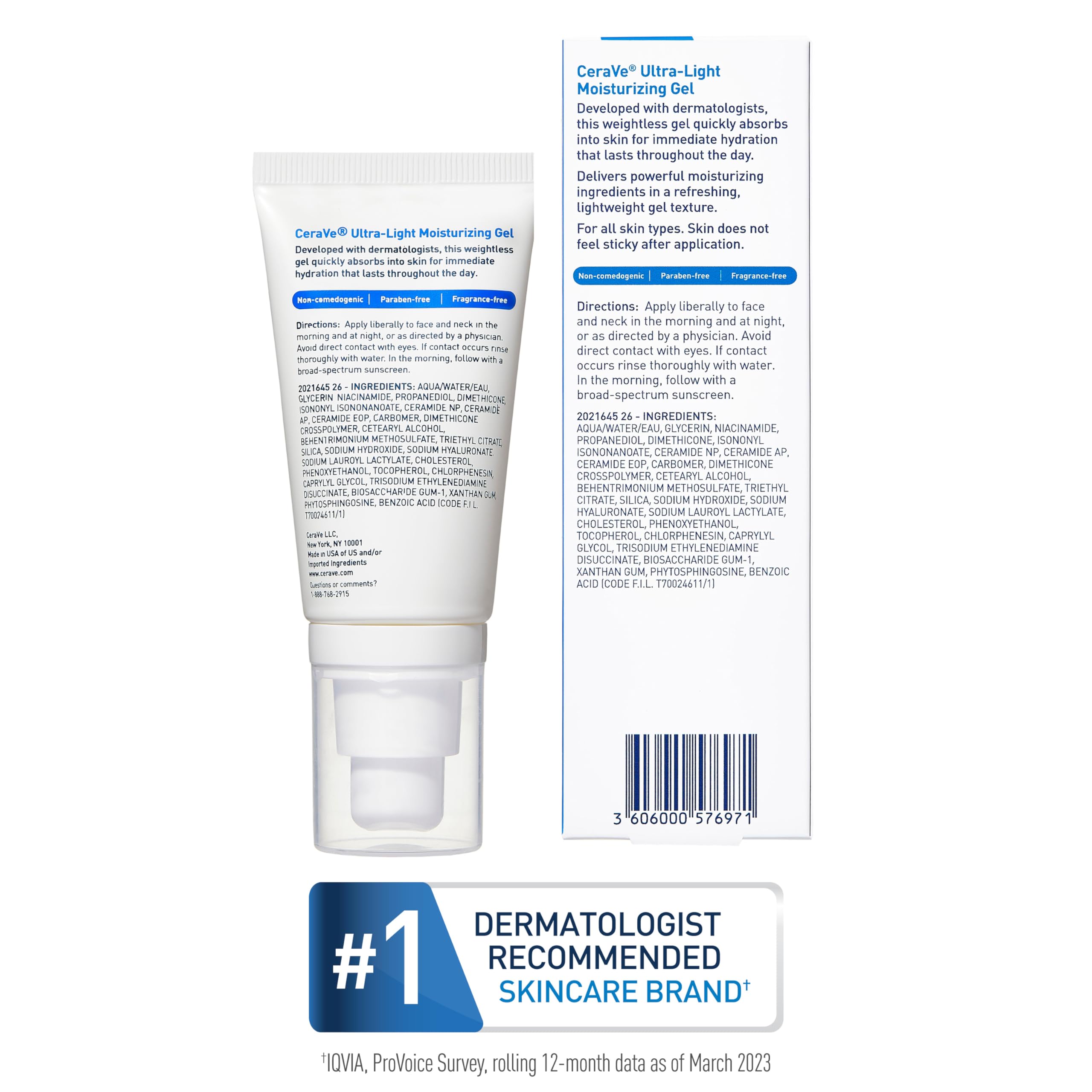 CeraVe gel packaging highlighting ceramides and niacinamide benefits