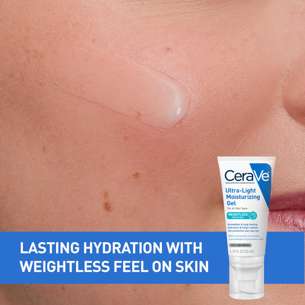 Texture close-up of CeraVe gel spreading smoothly on skin for quick absorption
