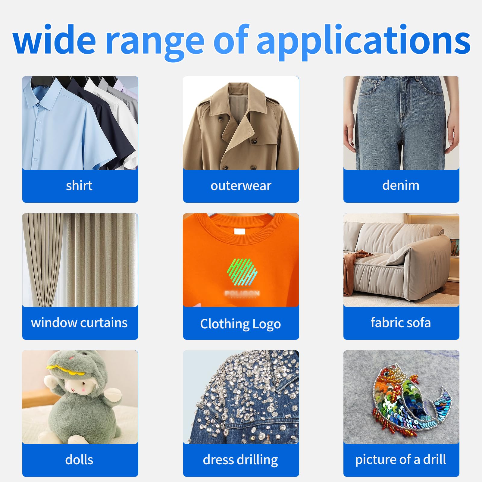 Cerca de Fabric Glue flexible bond adapts to moving fabric edges.