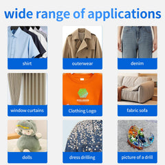 Cerca de Fabric Glue flexible bond adapts to moving fabric edges.