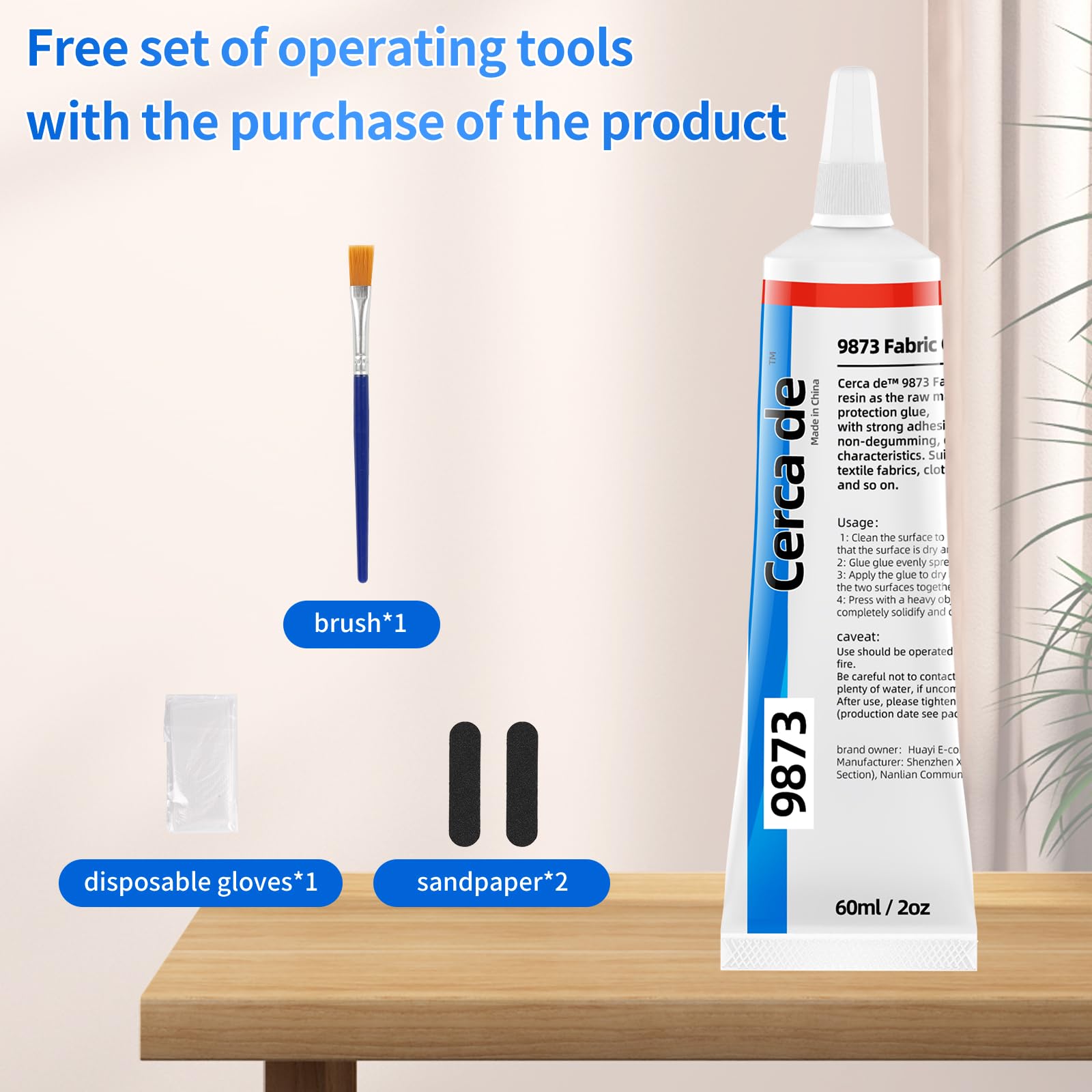 Cerca de Fabric Glue hose design offers controlled application for accurate repairs.