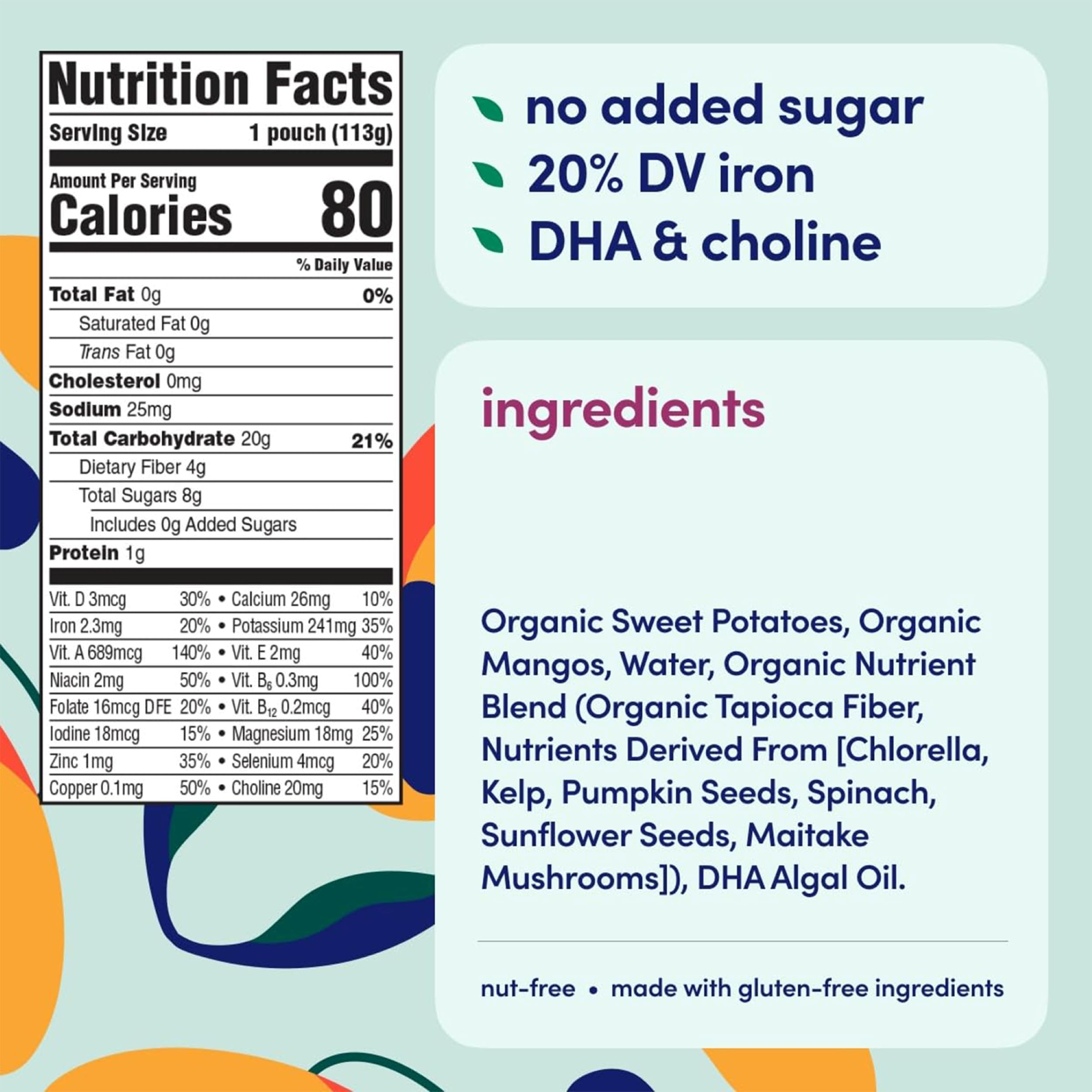 Non-GMO Cerebelly baby food pouches with organic ingredients.