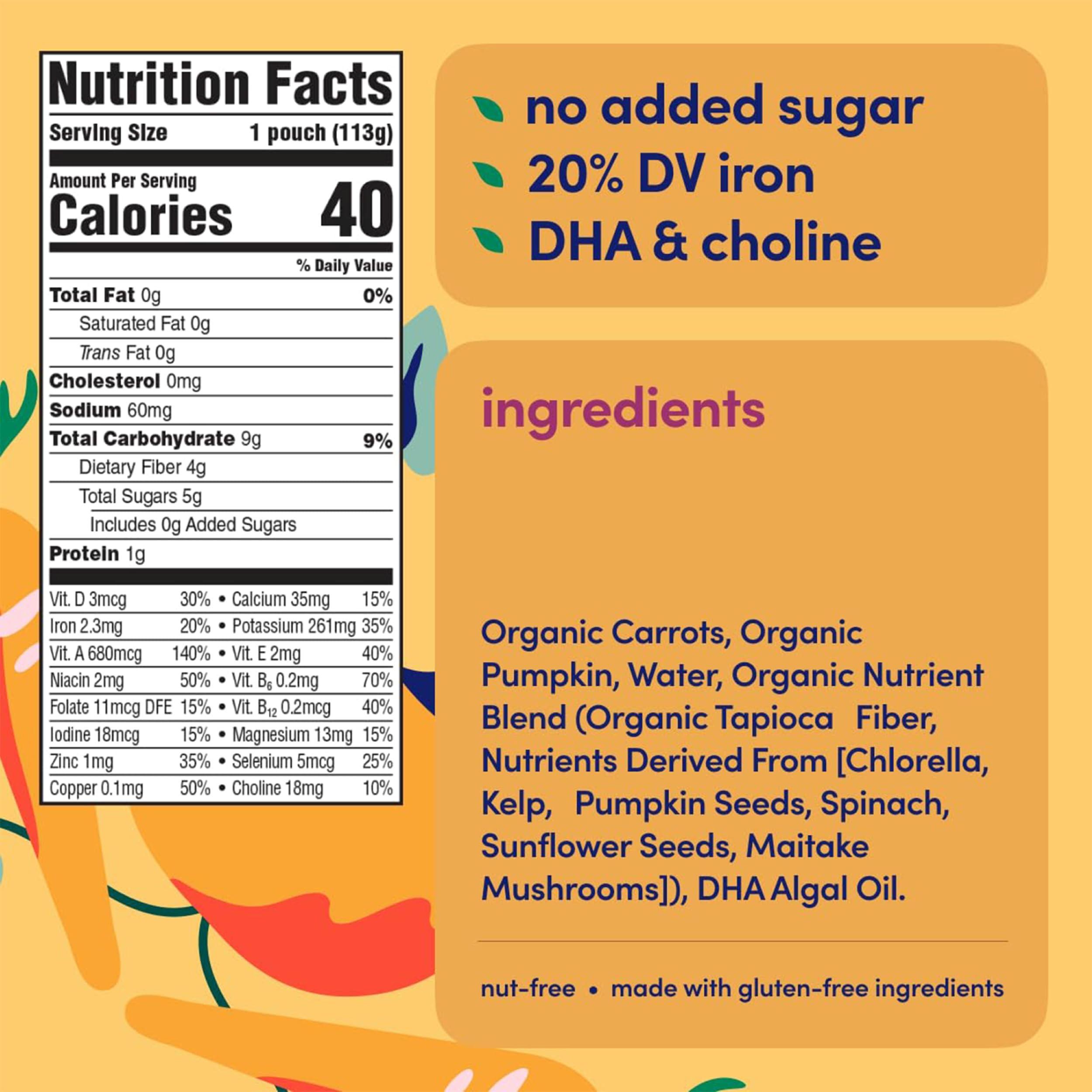 Cerebelly pouches highlight 16 brain-support nutrients for growth.