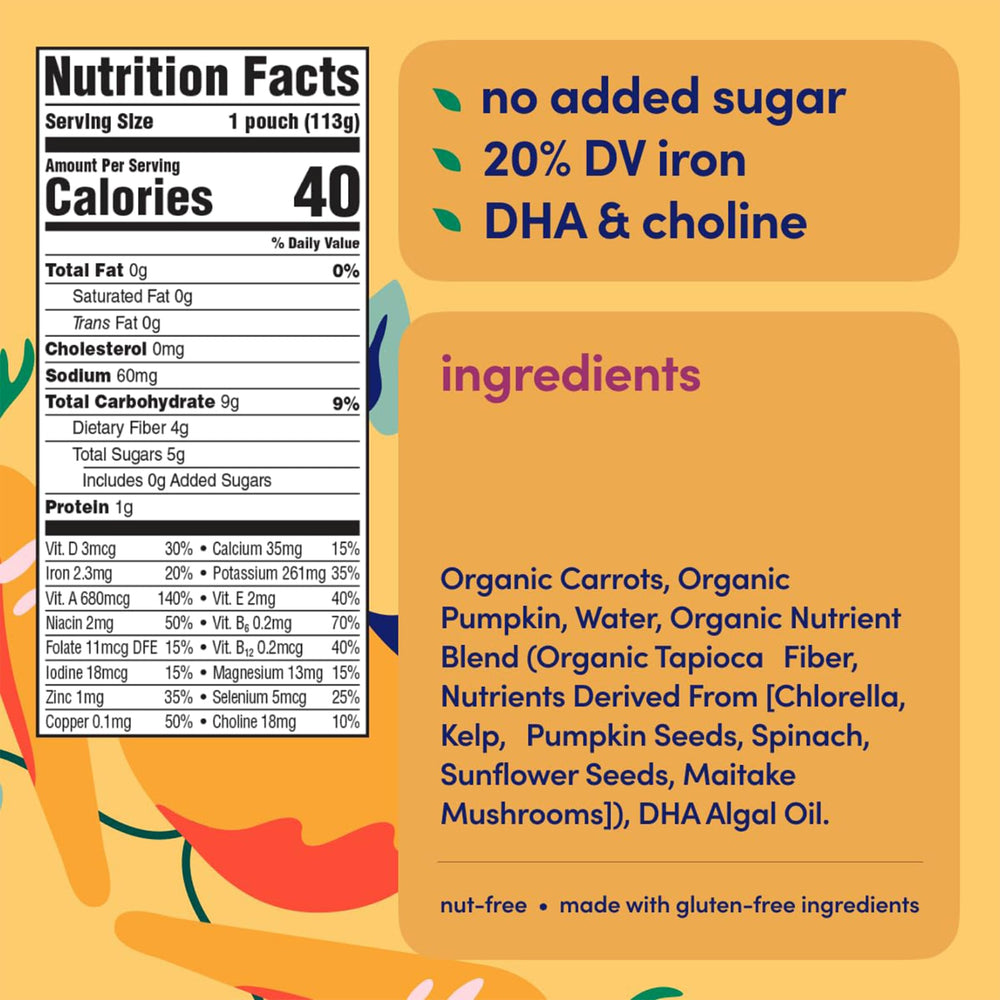 Cerebelly pouches highlight 16 brain-support nutrients for growth.