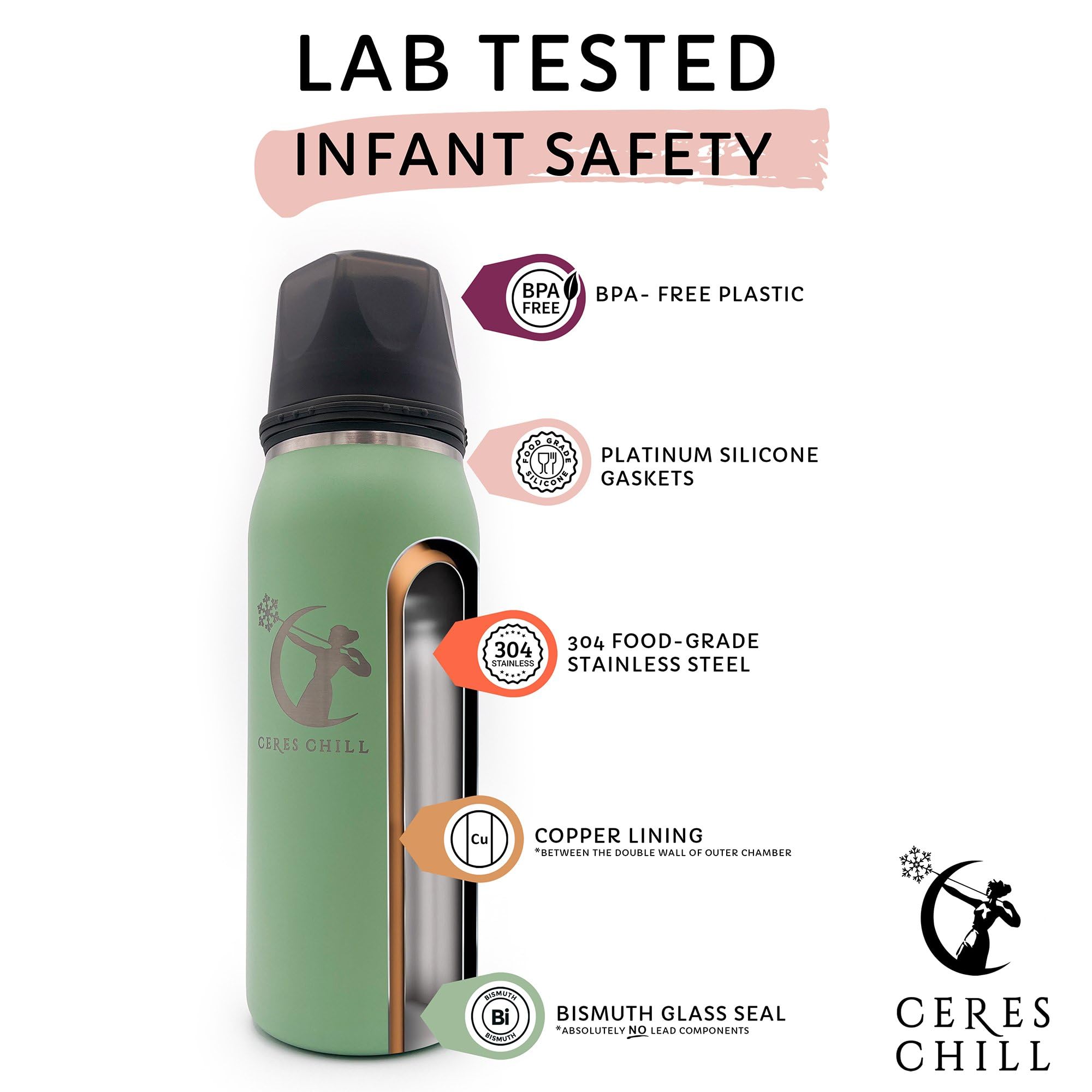 CERES CHILL OG outer chamber warming feature allows safe milk warming before feeding.