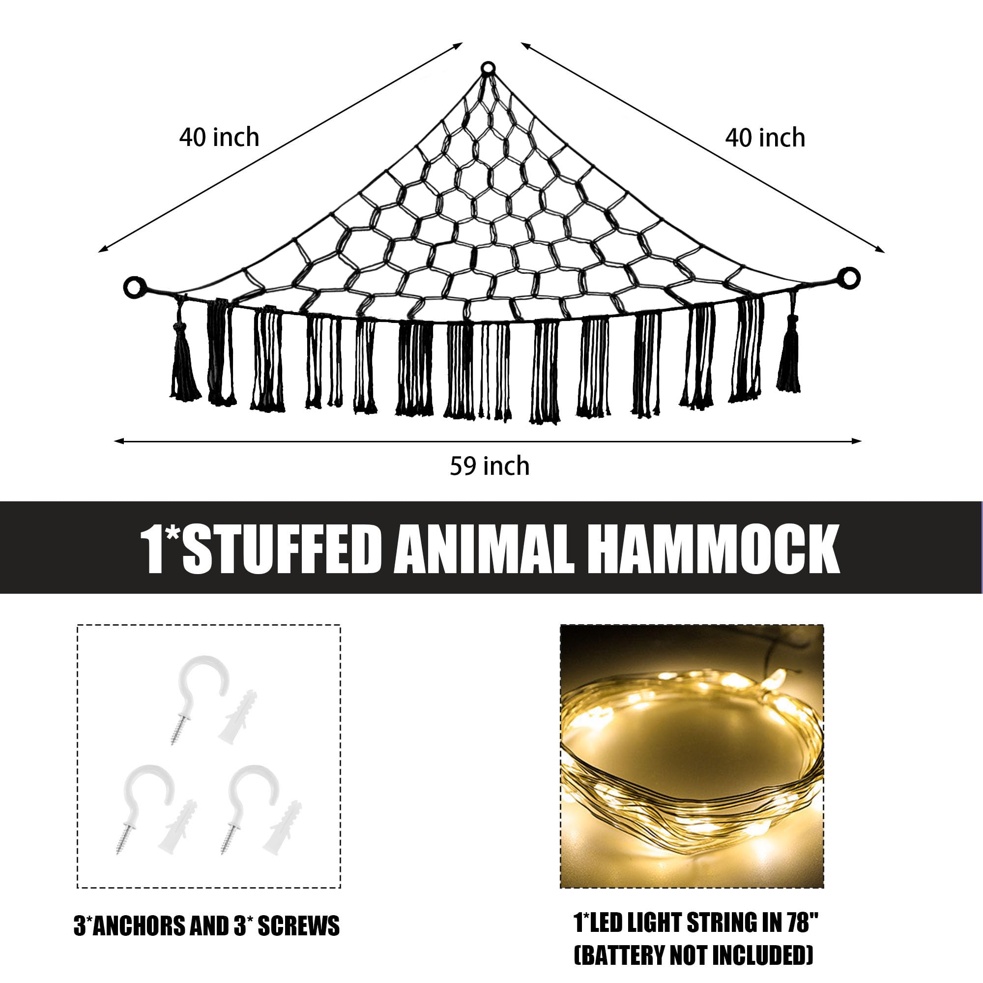 CERETIA hammock supports up to 15 kg of plush toys
