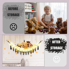 CERETIA storage hammock in corner saves floor space for plush toys