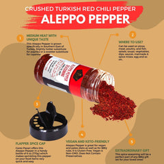 Semi-oily flaky Aleppo Pepper crystals ready to spice pastas or salads.