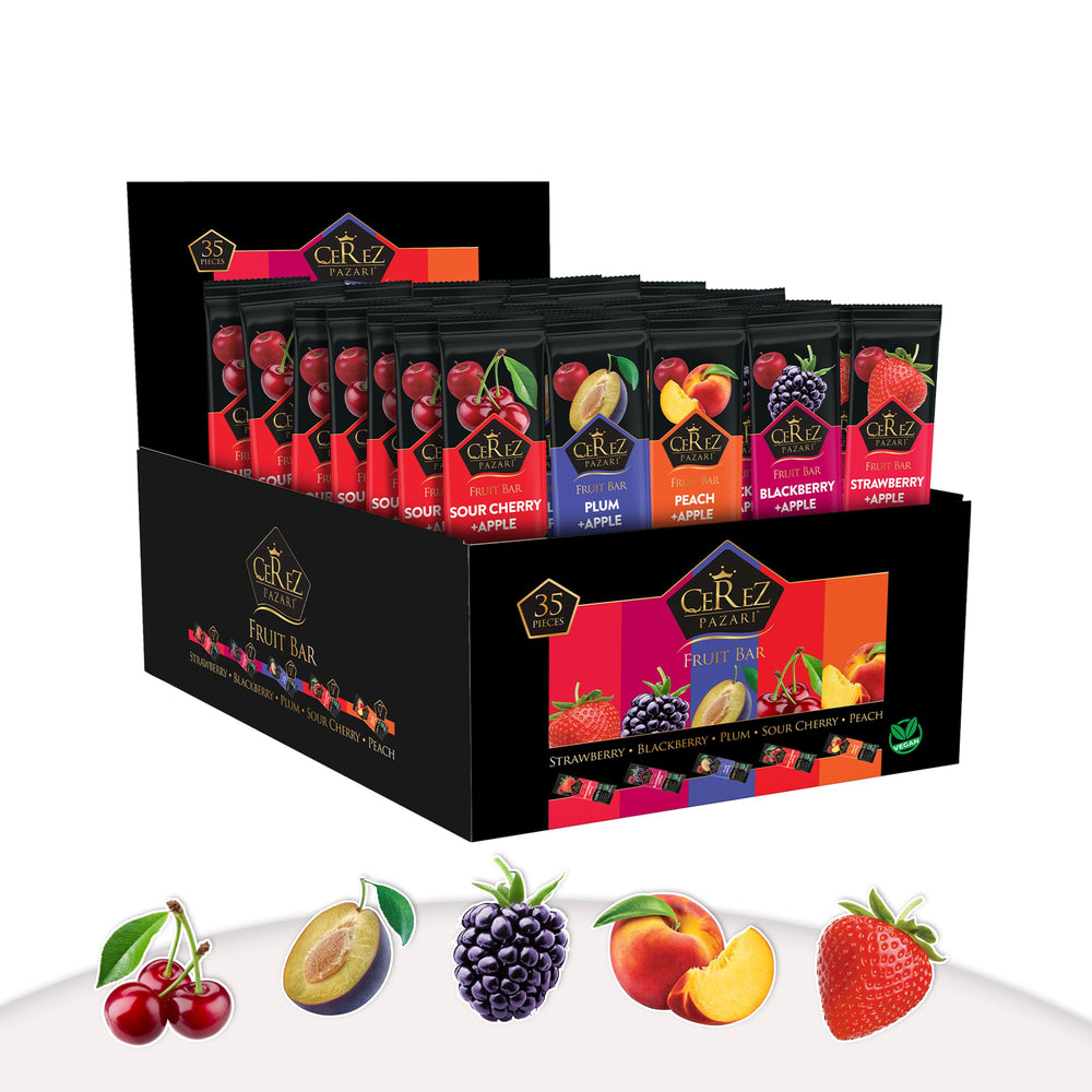 Cerez Pazari fruit leather variety pack front view ideal for family snacking.