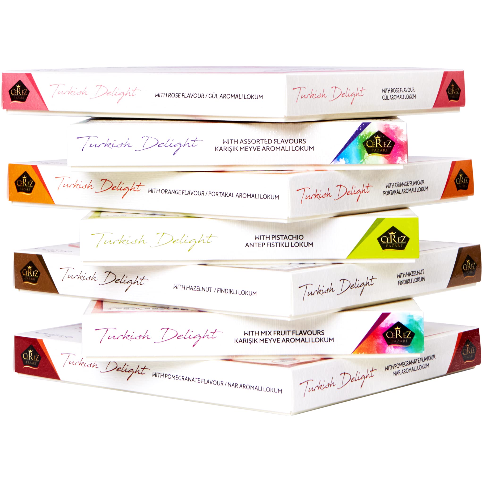 Cerez Pazari assorted Turkish delight package view, ready for gifting.