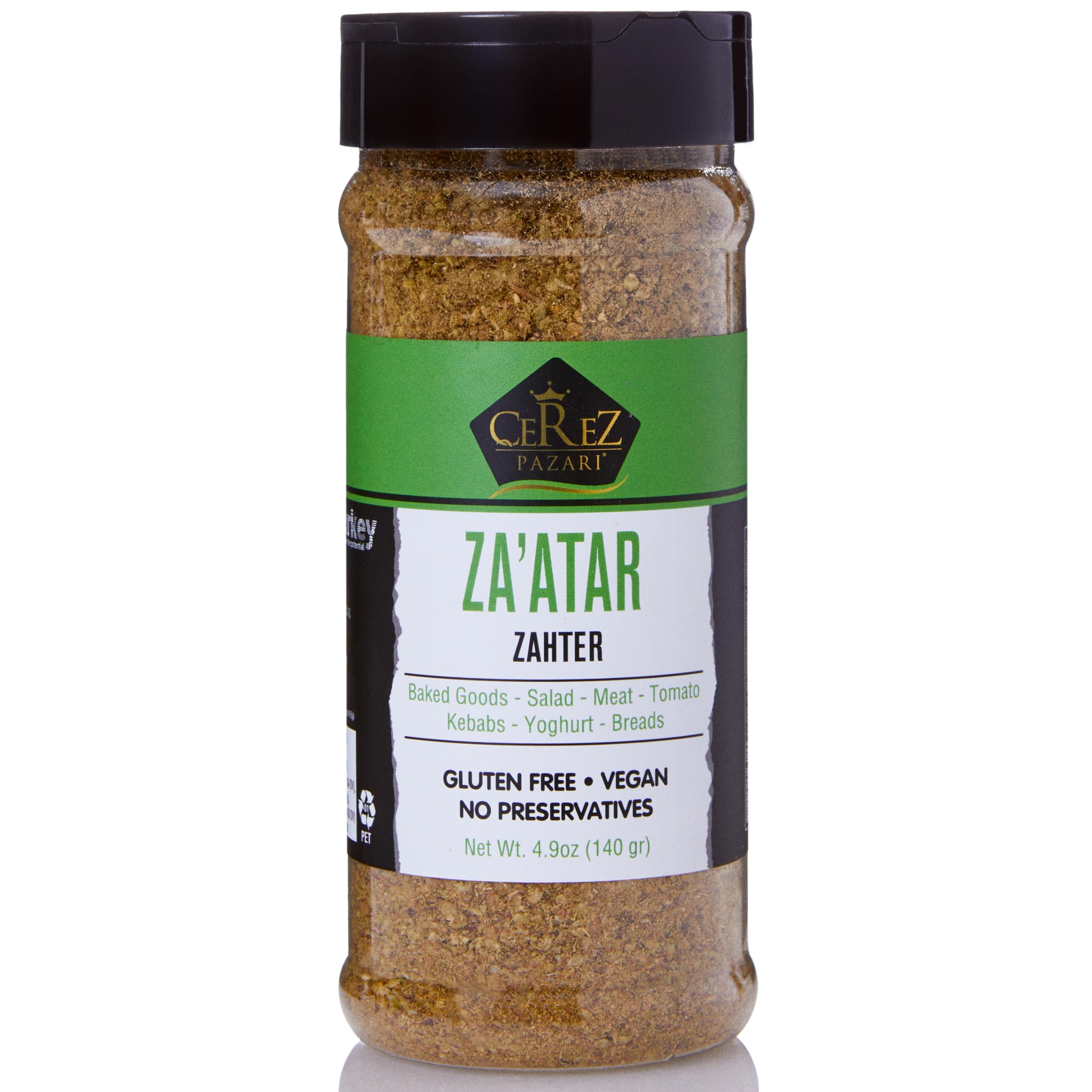 Çerez Pazarı Zaatar bottle closeup highlighting premium Mediterranean seasoning.
