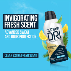 Close-up of Certain Dri bottle graphic illustrating 72-hour protection concept.