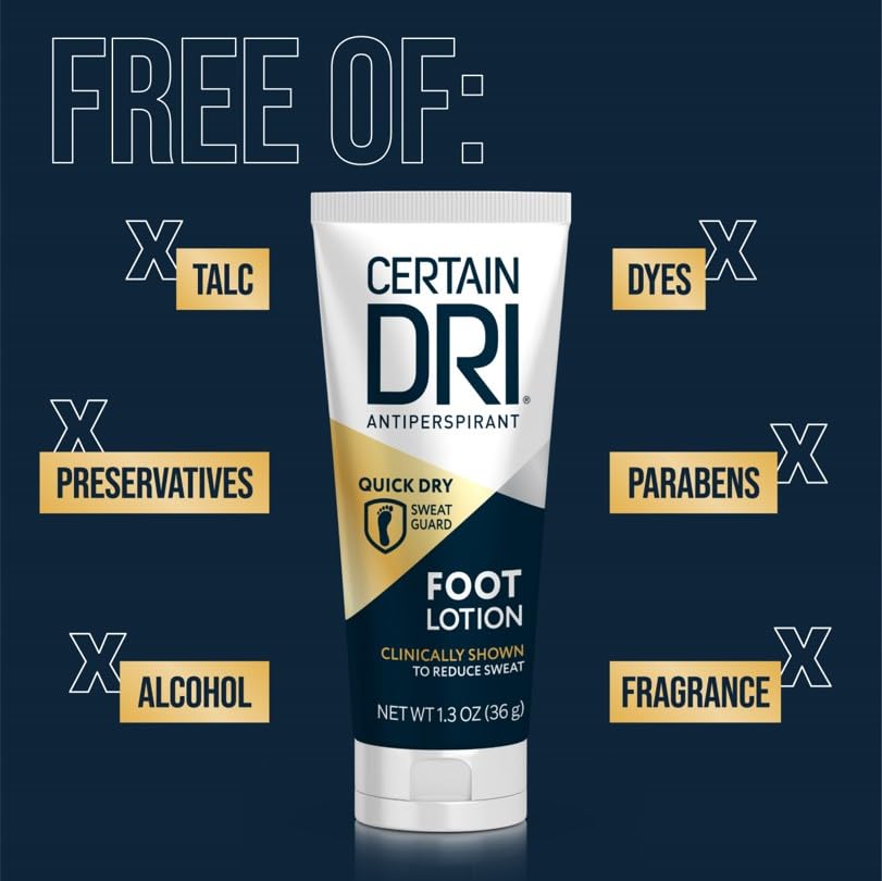 Doctor-recommended Certain Dri foot care brand for everyday use.