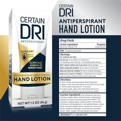 Applying Certain Dri hand lotion to palm for quick absorption