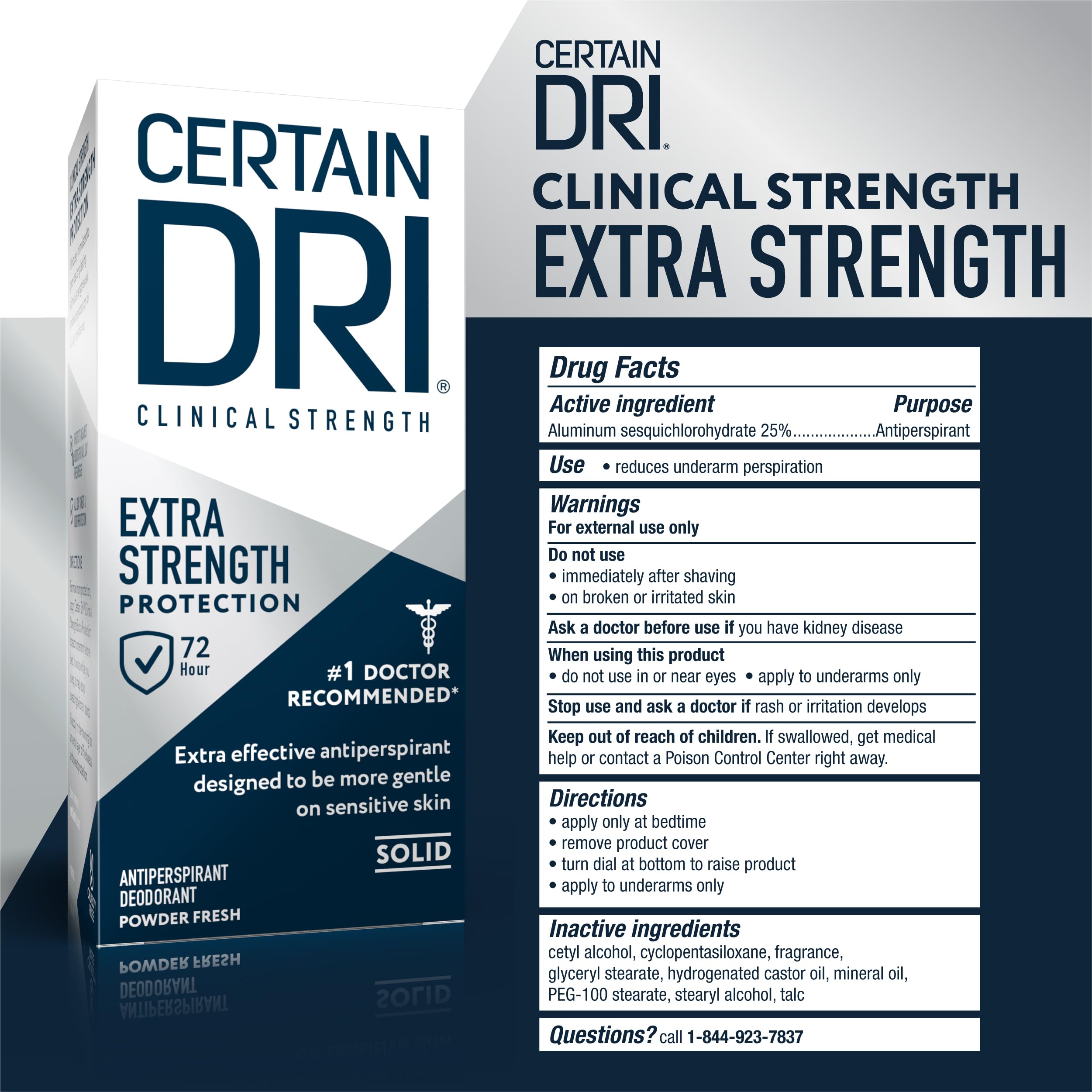Close-up of Certain Dri powder-fresh scent hint for a clean feel.