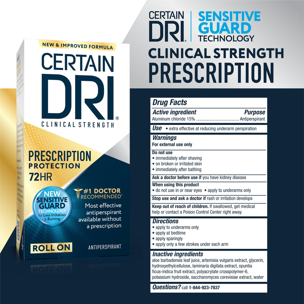 Certain Dri underarm area demonstrates proper nighttime use and dry skin focus