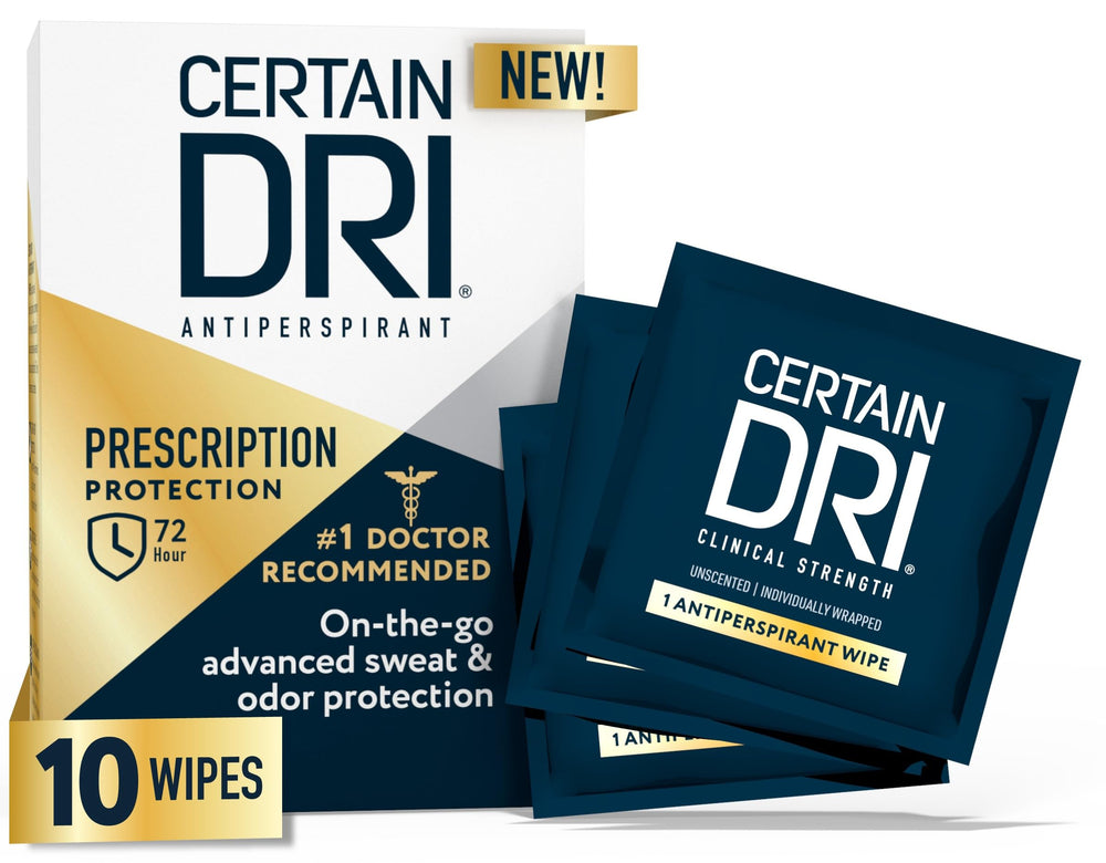 Certain Dri wipes demonstrate clinical-strength application for long-lasting dryness and odor protection.