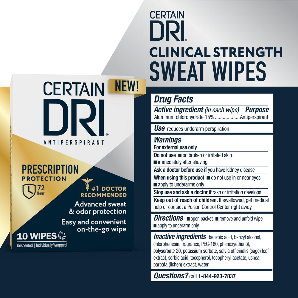 Certain Dri wipes offer odor control for all-day confidence.