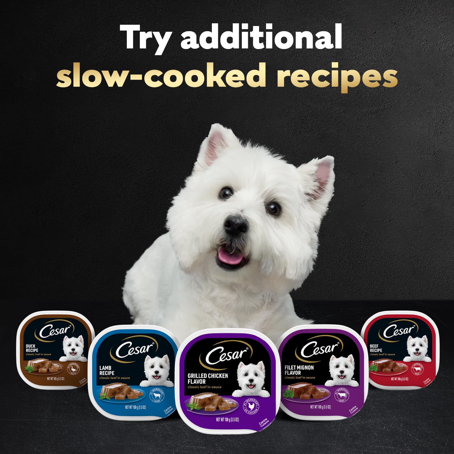 Cesar easy-peel seal tray for mess-free feeding.