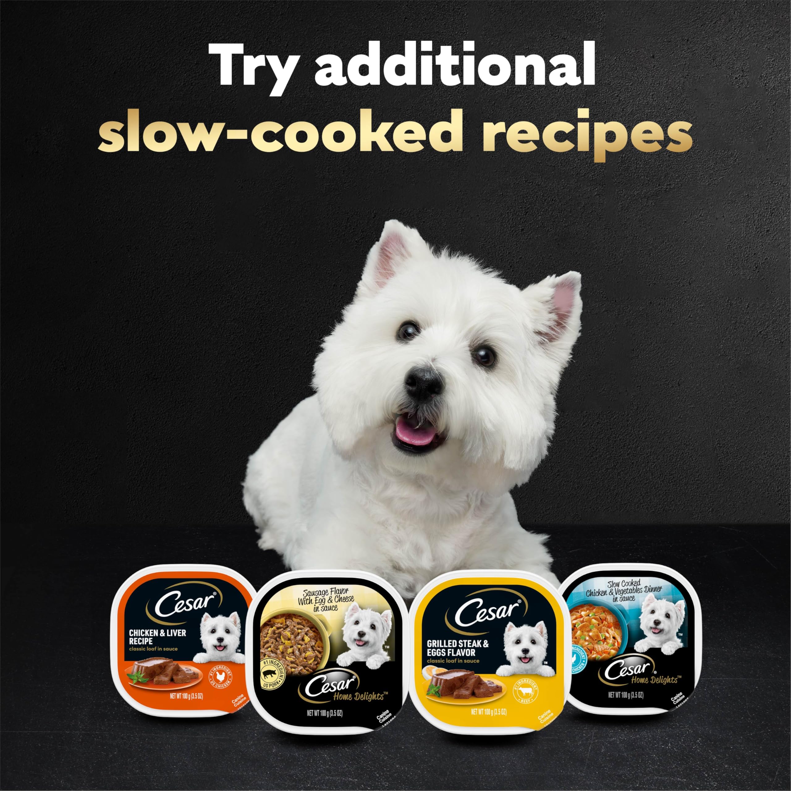 Cesar meal toppers for dry food enhance kibble with extra taste.