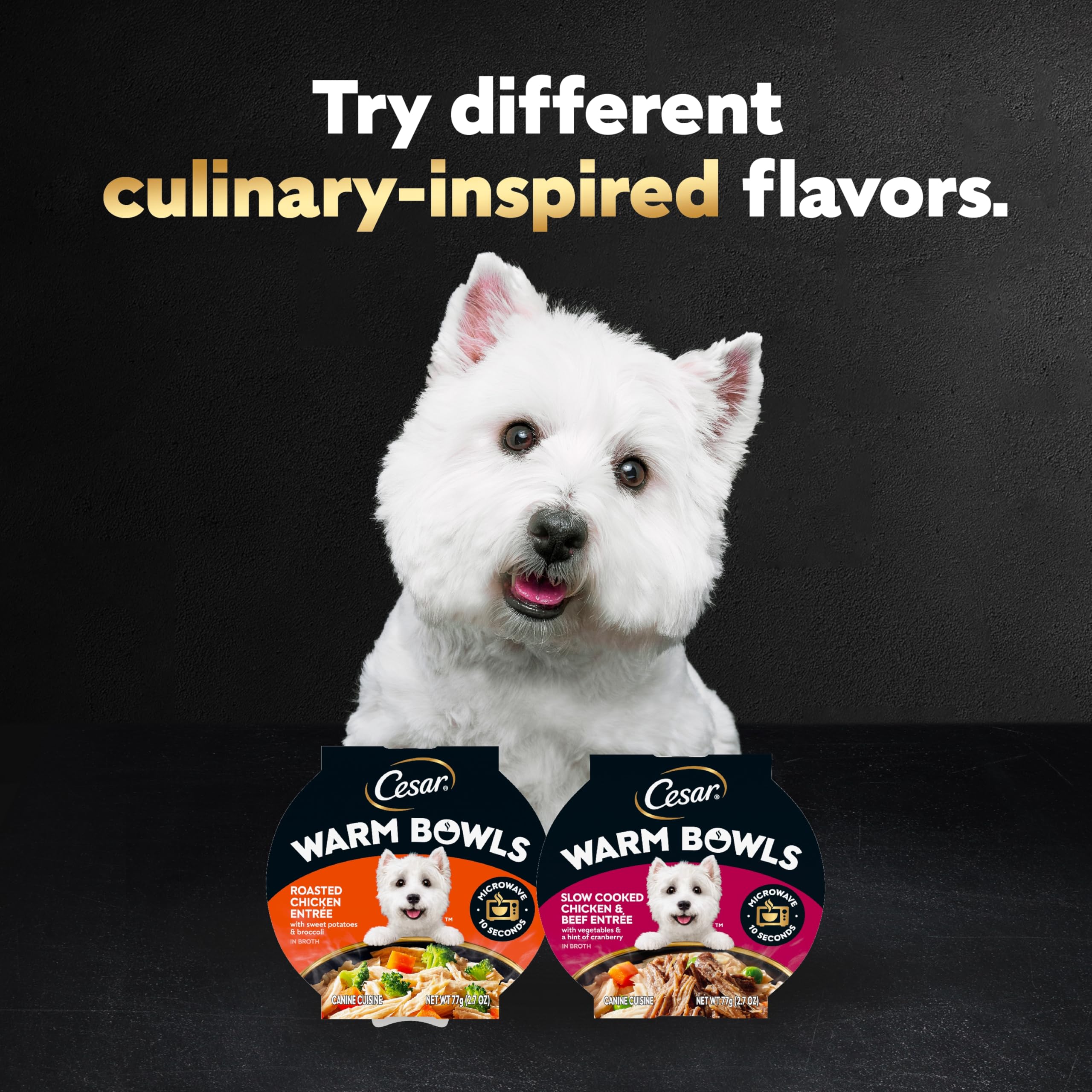 Cesar Warm Bowls no artificial flavors claim on packaging