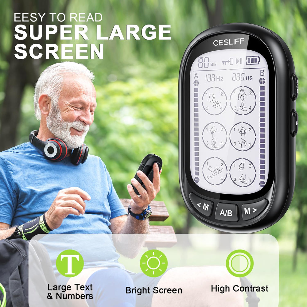 CESLIFF dual-channel TENS independent channels let you customize intensity.