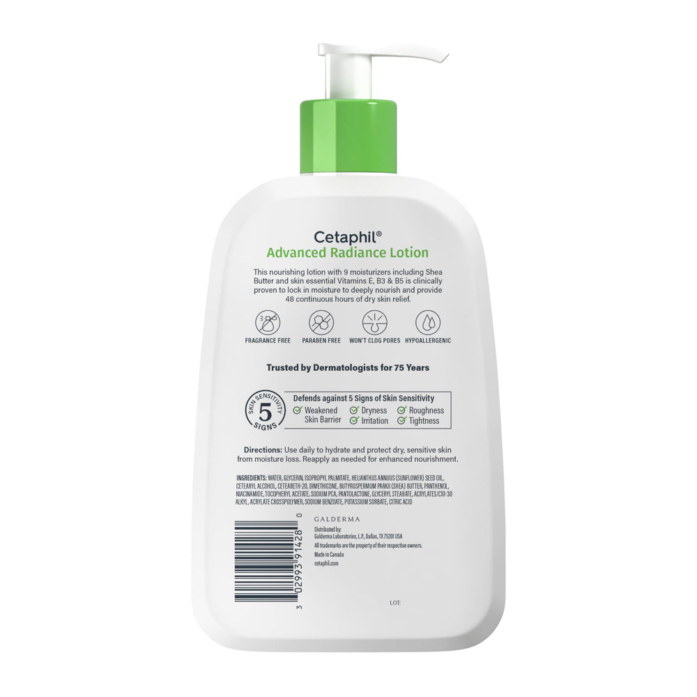 Fragrance-free icon beside Cetaphil lotion packaging