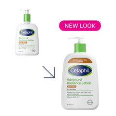 Back label of Cetaphil Advanced Radiance Lotion emphasizing fragrance-free formula