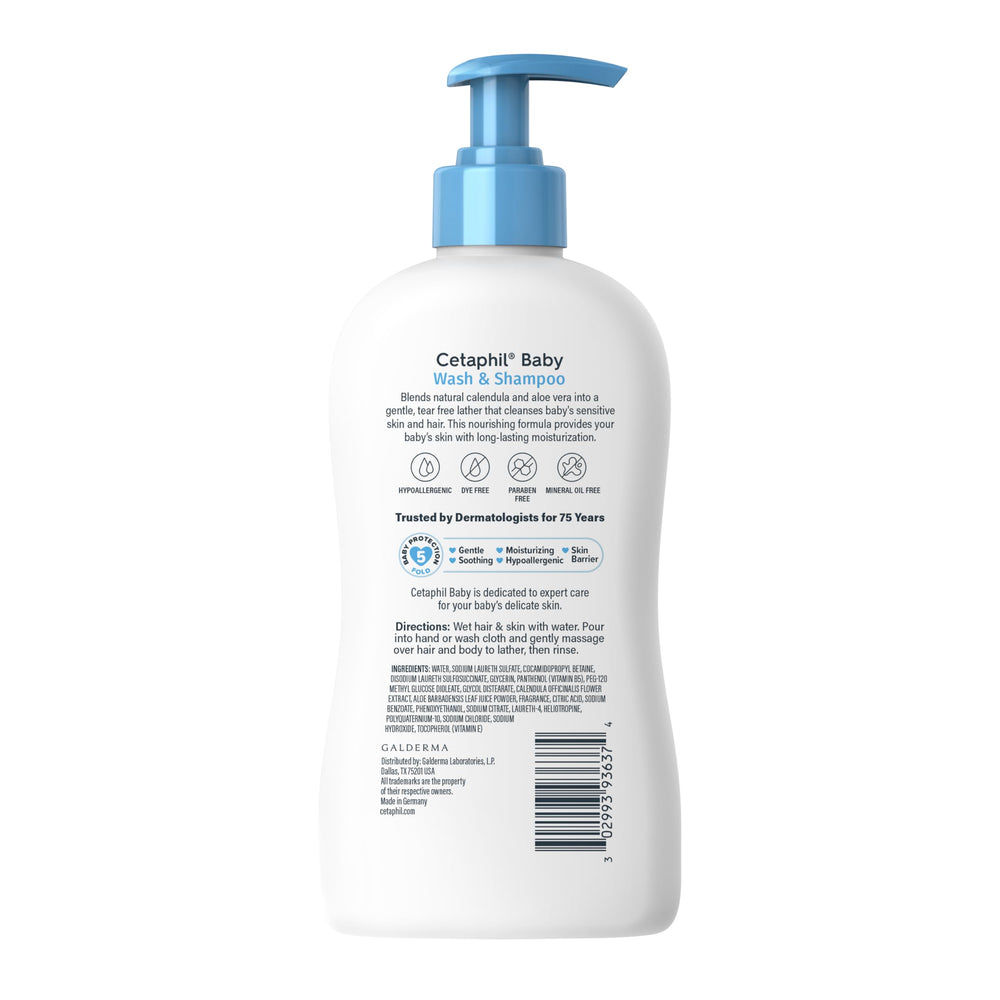 Pack of two Cetaphil Baby Wash & Shampoo bottles ready for family bath time.