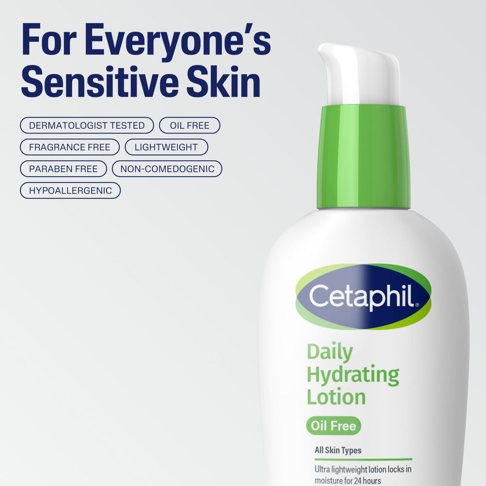 Cetaphil Daily Hydrating Lotion non-greasy formula on skin appears breathable.