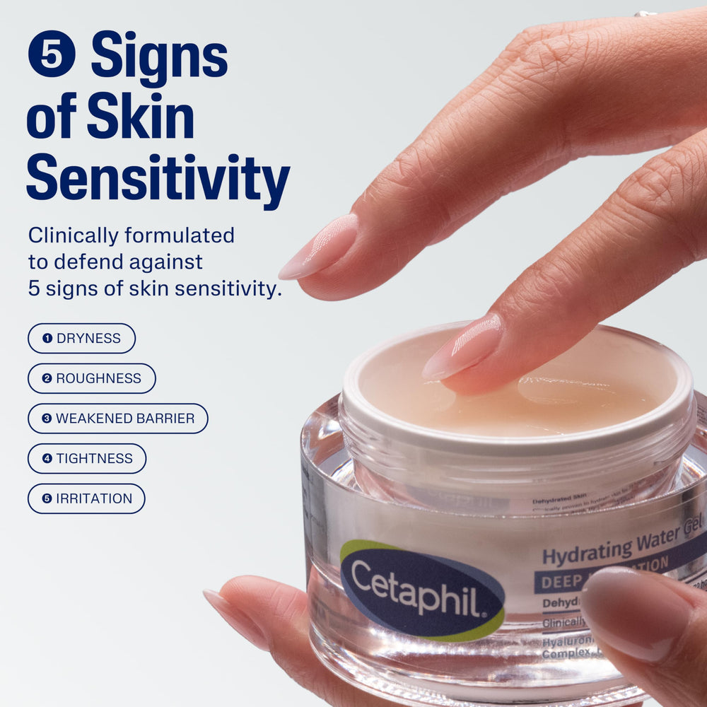 Fragrance-free Cetaphil bottle label highlights gentle care for sensitive skin.