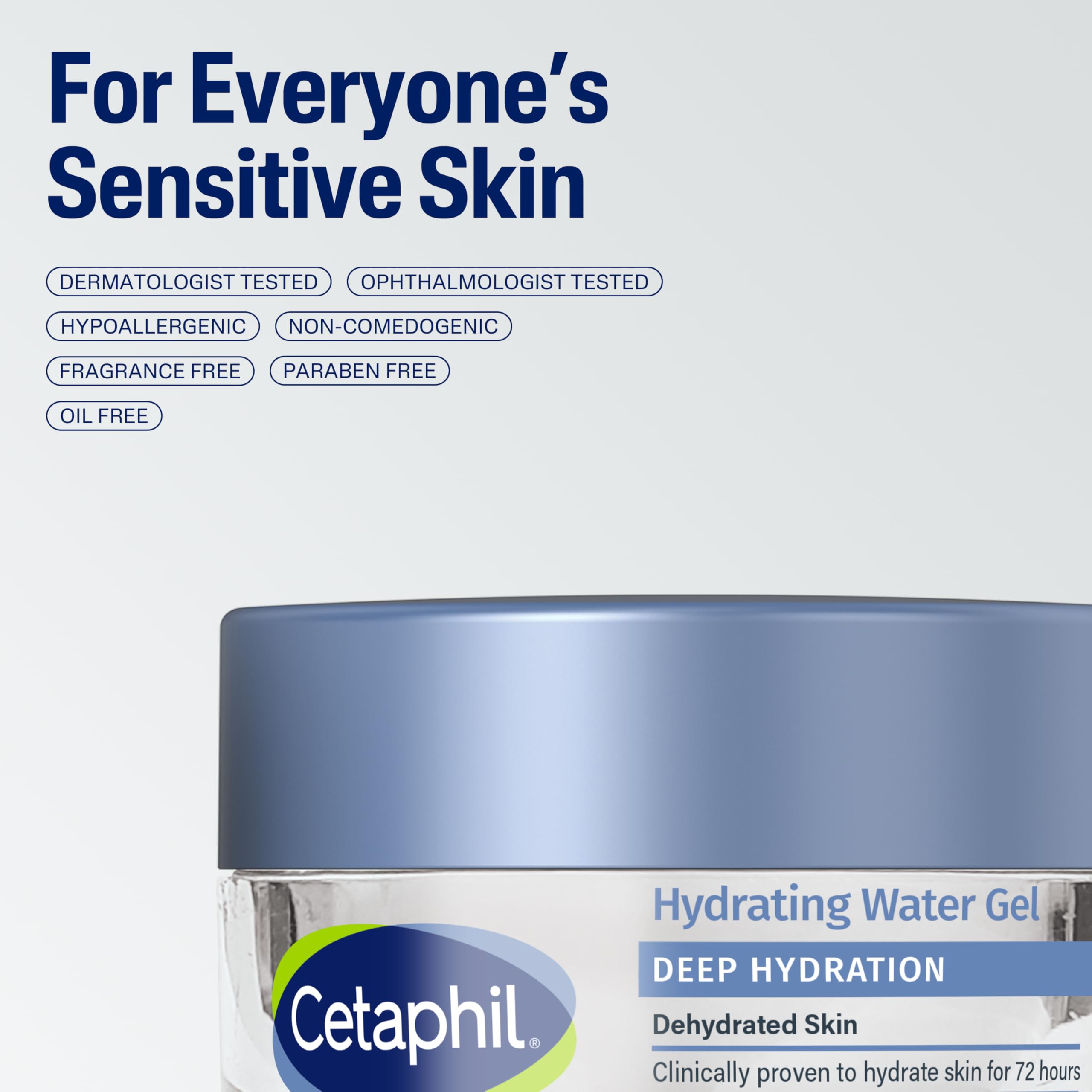 Demonstration of Cetaphil Deep Hydration Water Gel used on sensitive skin.