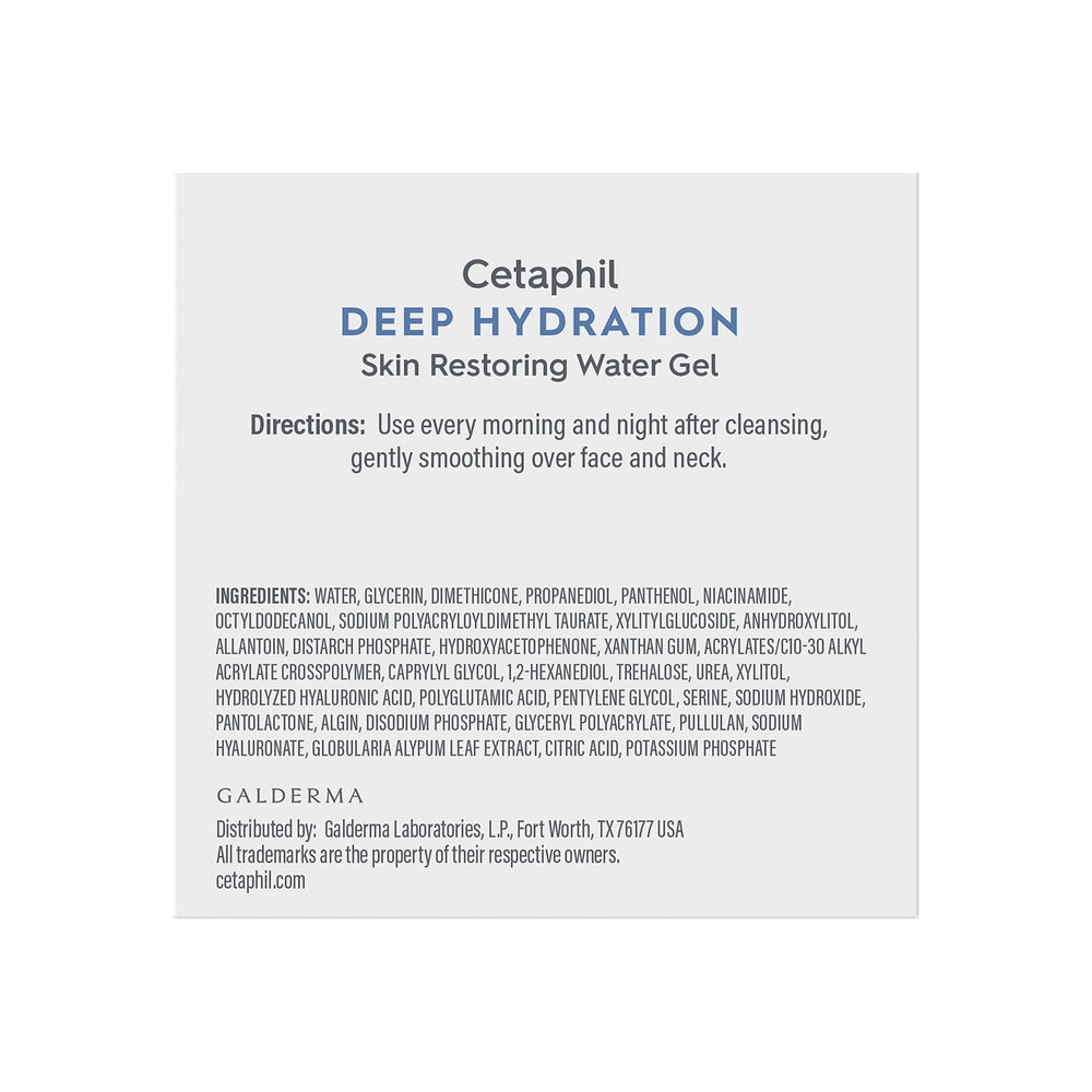 Swirl texture of Cetaphil Deep Hydration Water Gel highlights quick absorption and cooling.