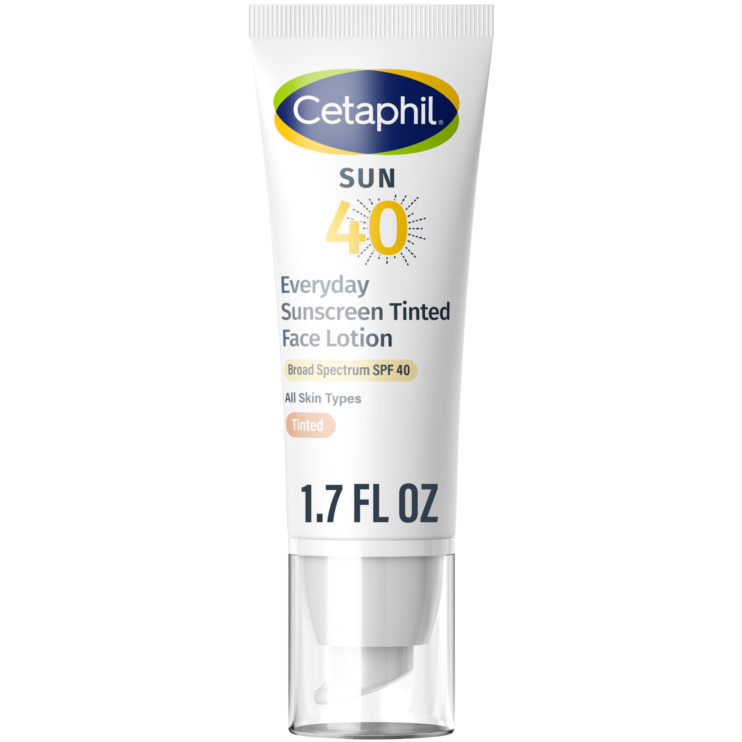 Cetaphil Everyday Sunscreen Tinted Face Lotion bottle front with SPF 40 protection.