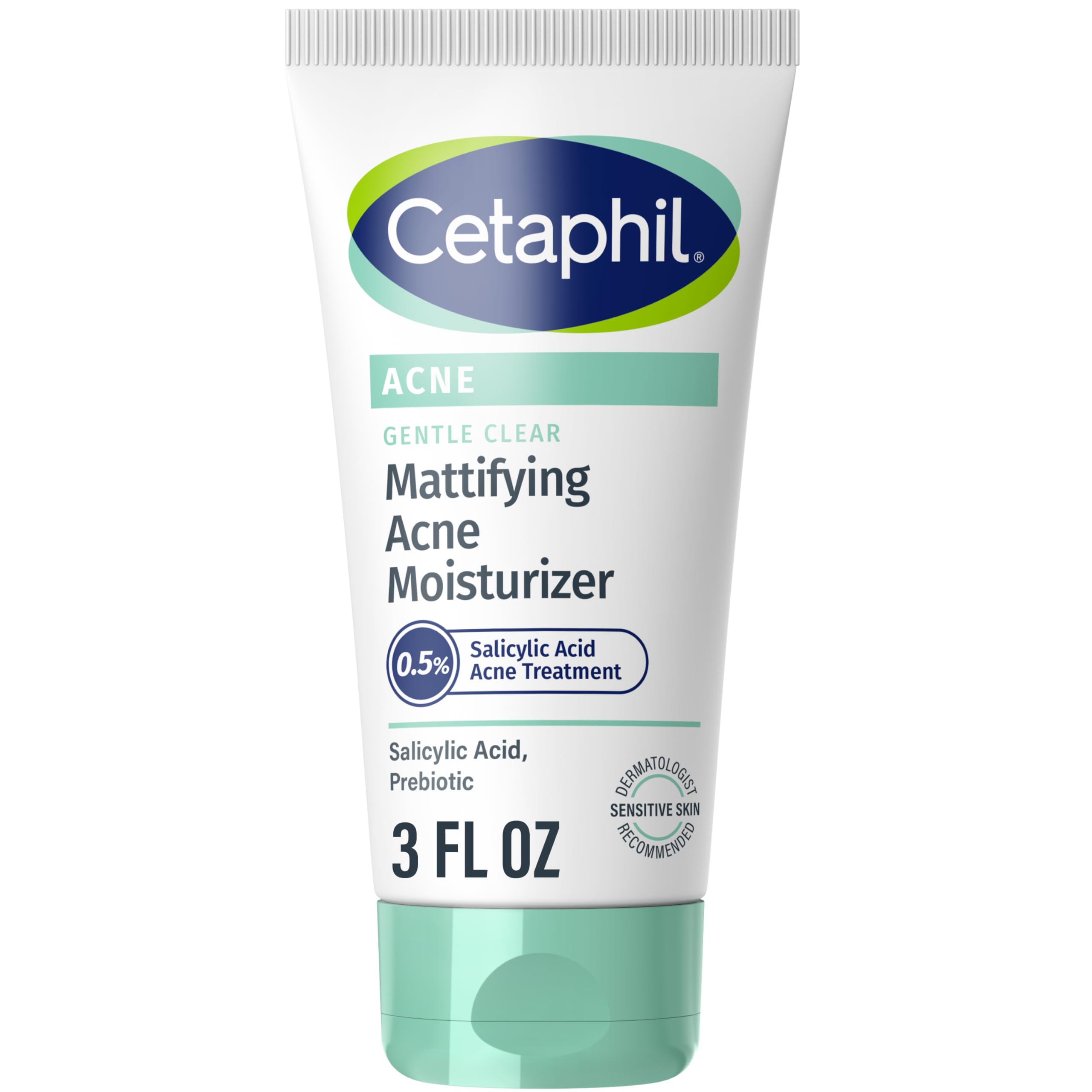 Cetaphil Gentle Clear Mattifying Acne Moisturizer bottle front view with matte finish.