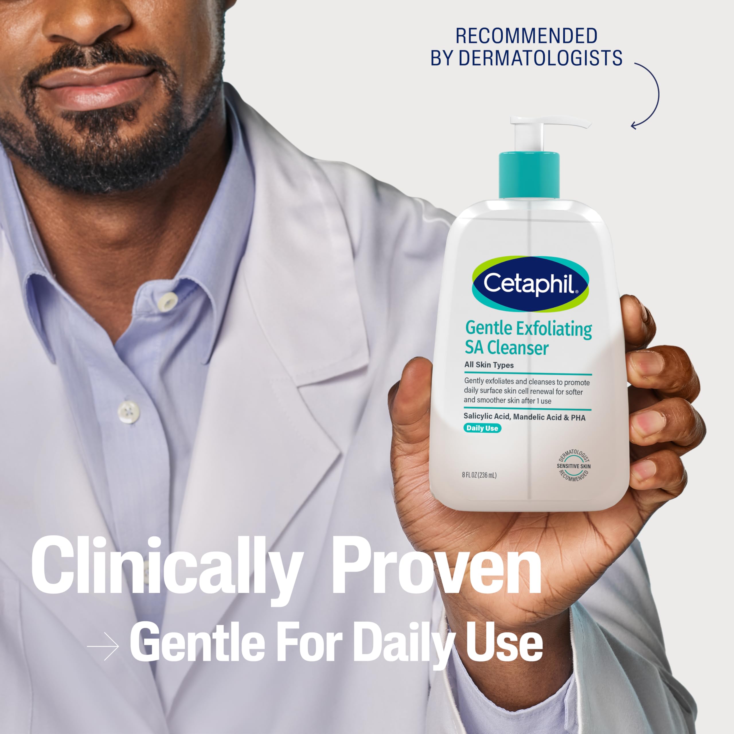 Cetaphil Gentle Exfoliating SA Cleanser contains glycerin for hydration after wash.