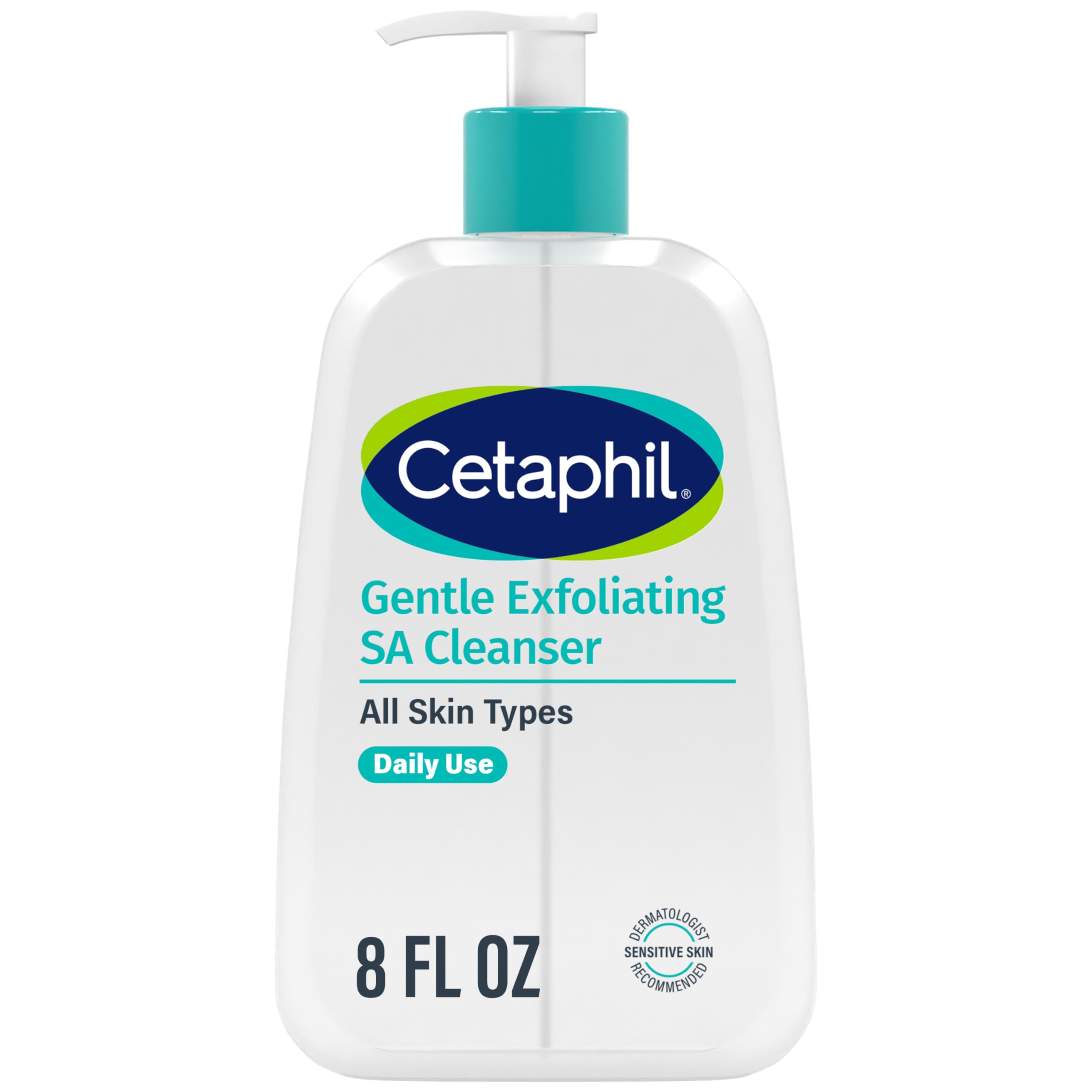 Cetaphil Gentle Exfoliating SA Cleanser pump bottle – daily gentle exfoliation for sensitive skin.