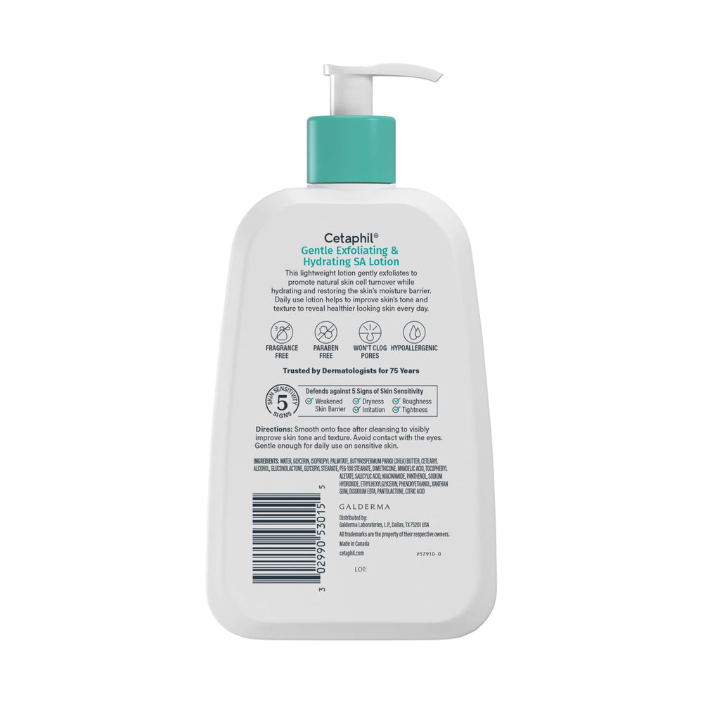 Dermatologist approved Cetaphil Gentle Exfoliating SA Lotion for sensitive skin