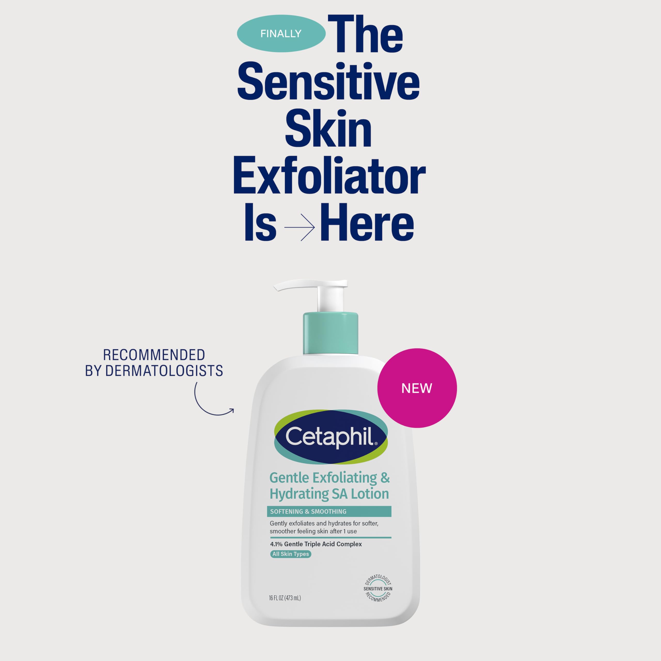 Texture closeup of Cetaphil Gentle Exfoliating SA Lotion with a light non greasy feel