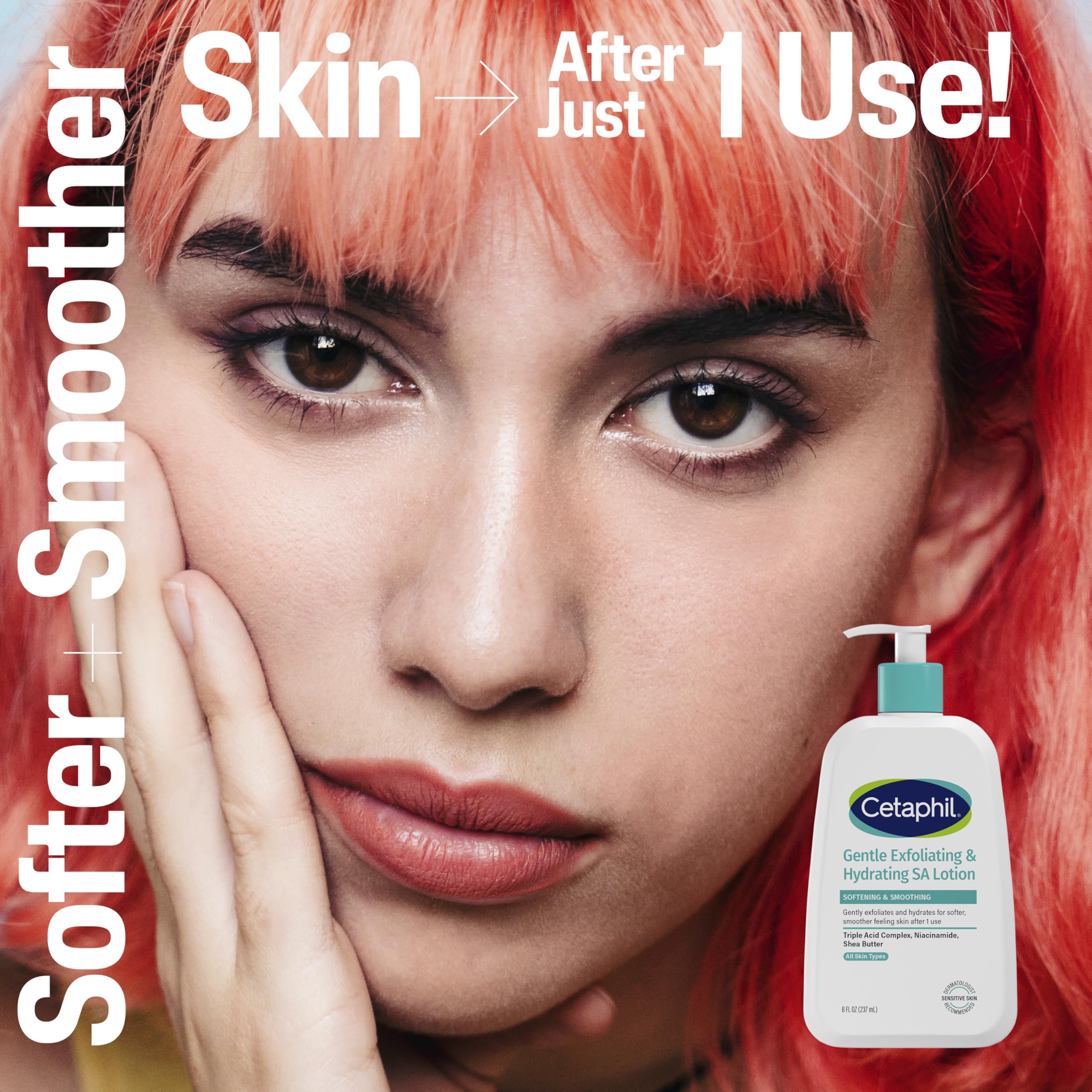 Triple acid blend of Cetaphil Gentle Exfoliating SA Lotion for gentle exfoliation