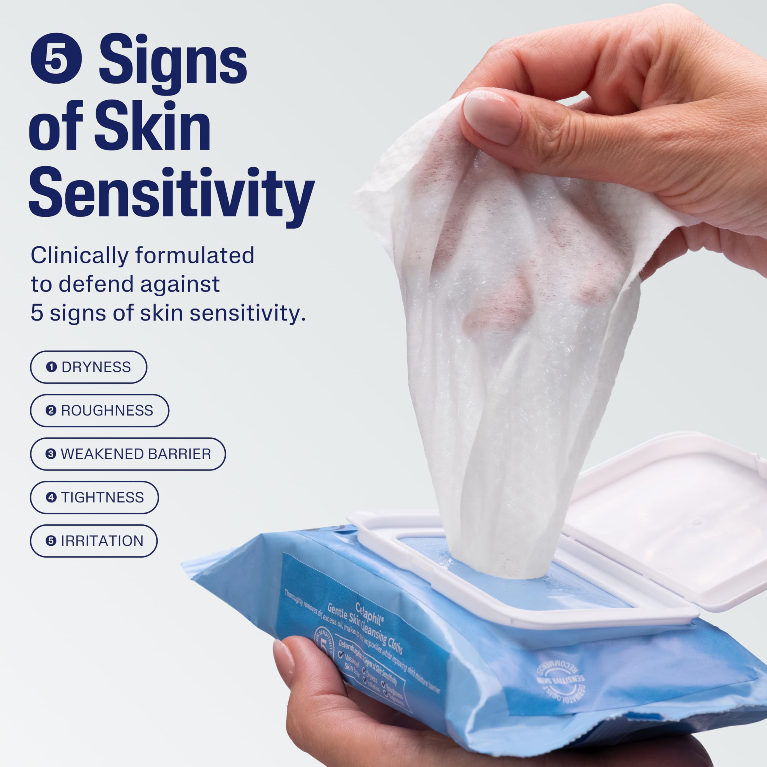 Cetaphil cleansing cloths dispense-top close-up showing easy access during workouts.