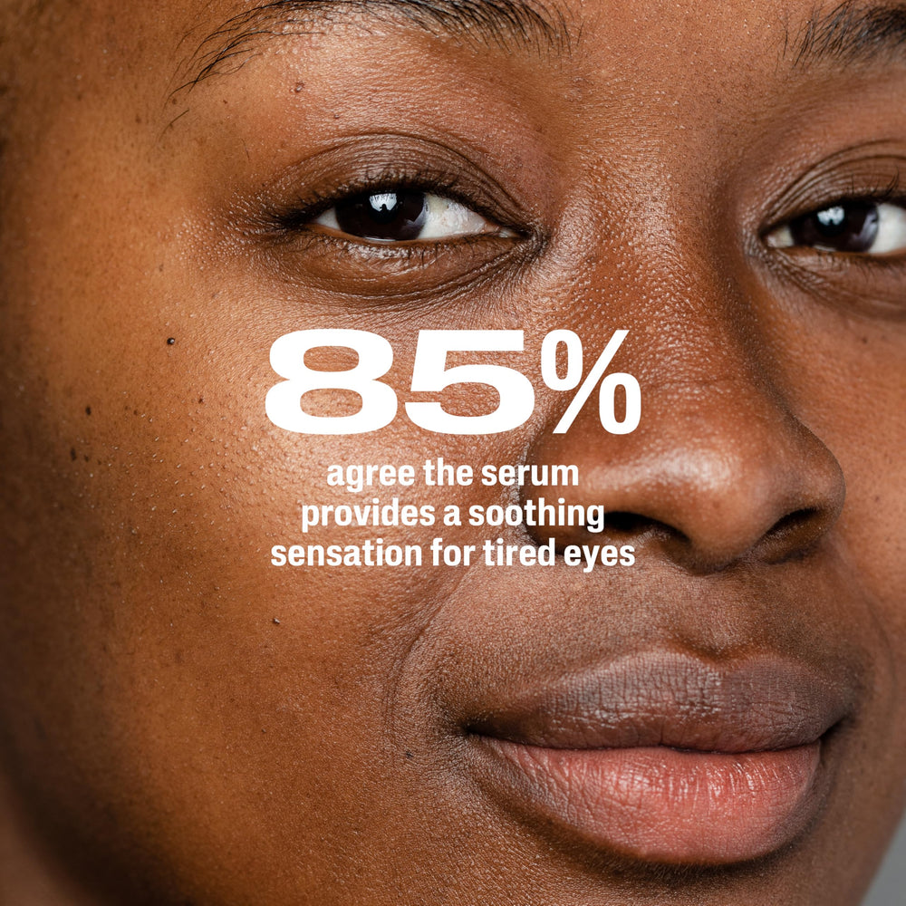The gel texture hints at 24-hour hydration memory for the eye area.