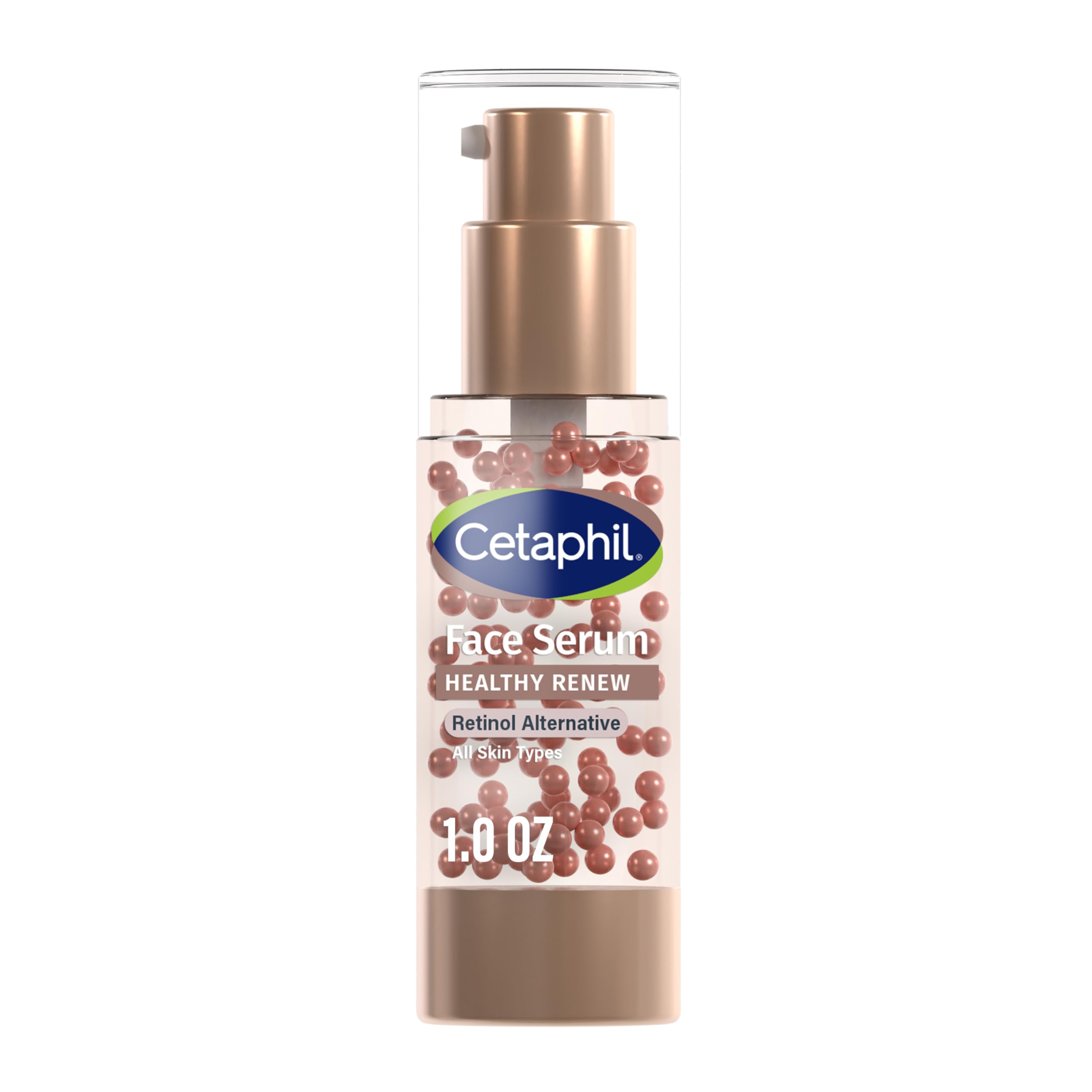 Cetaphil Healthy Renew Serum bottle on a clean vanity for daily anti aging care