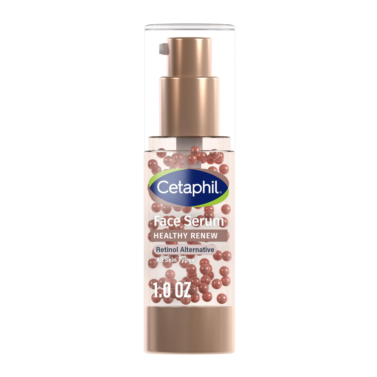 Cetaphil Healthy Renew Serum bottle on a clean vanity for daily anti aging care