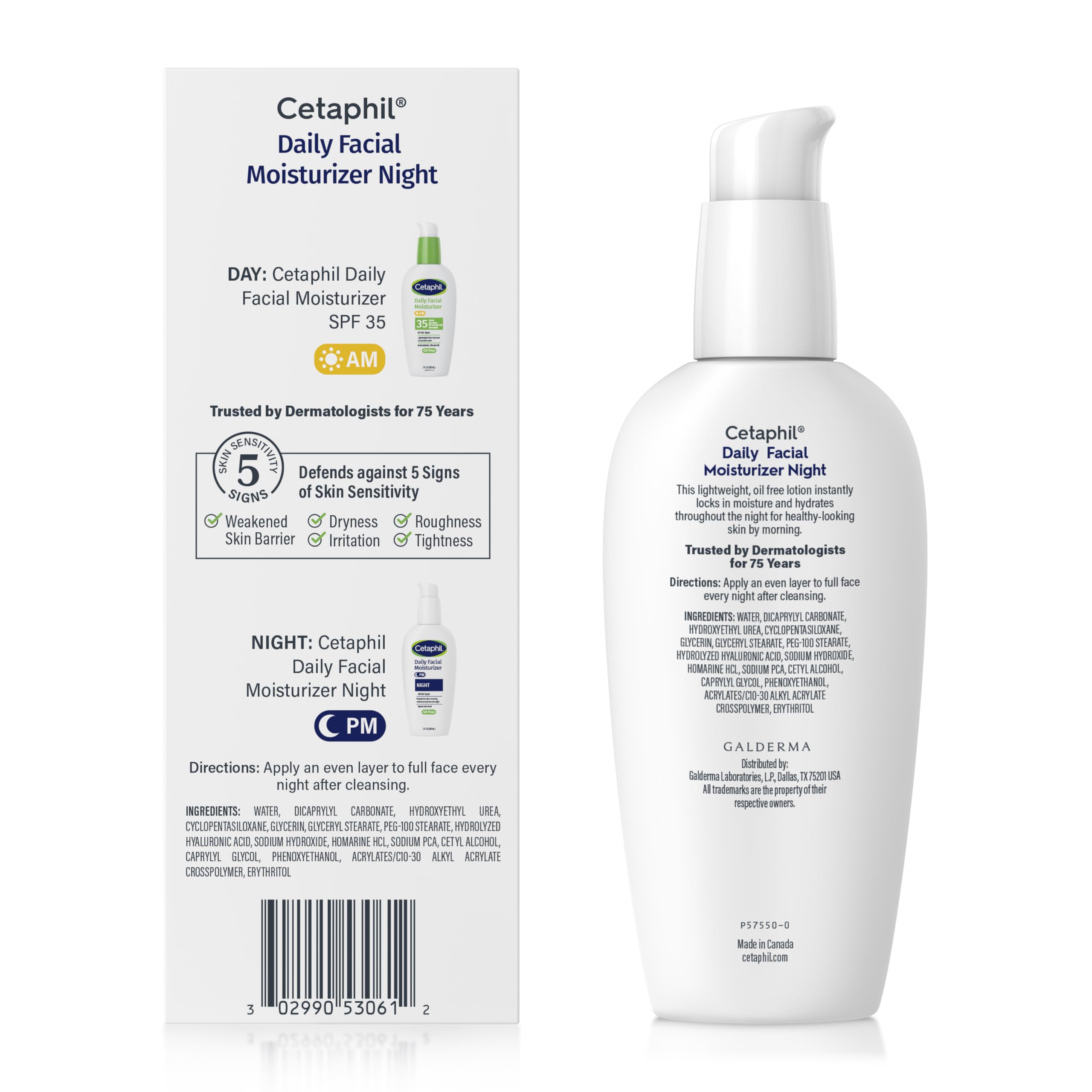Cetaphil Night Moisturizer on skin providing ongoing hydration.
