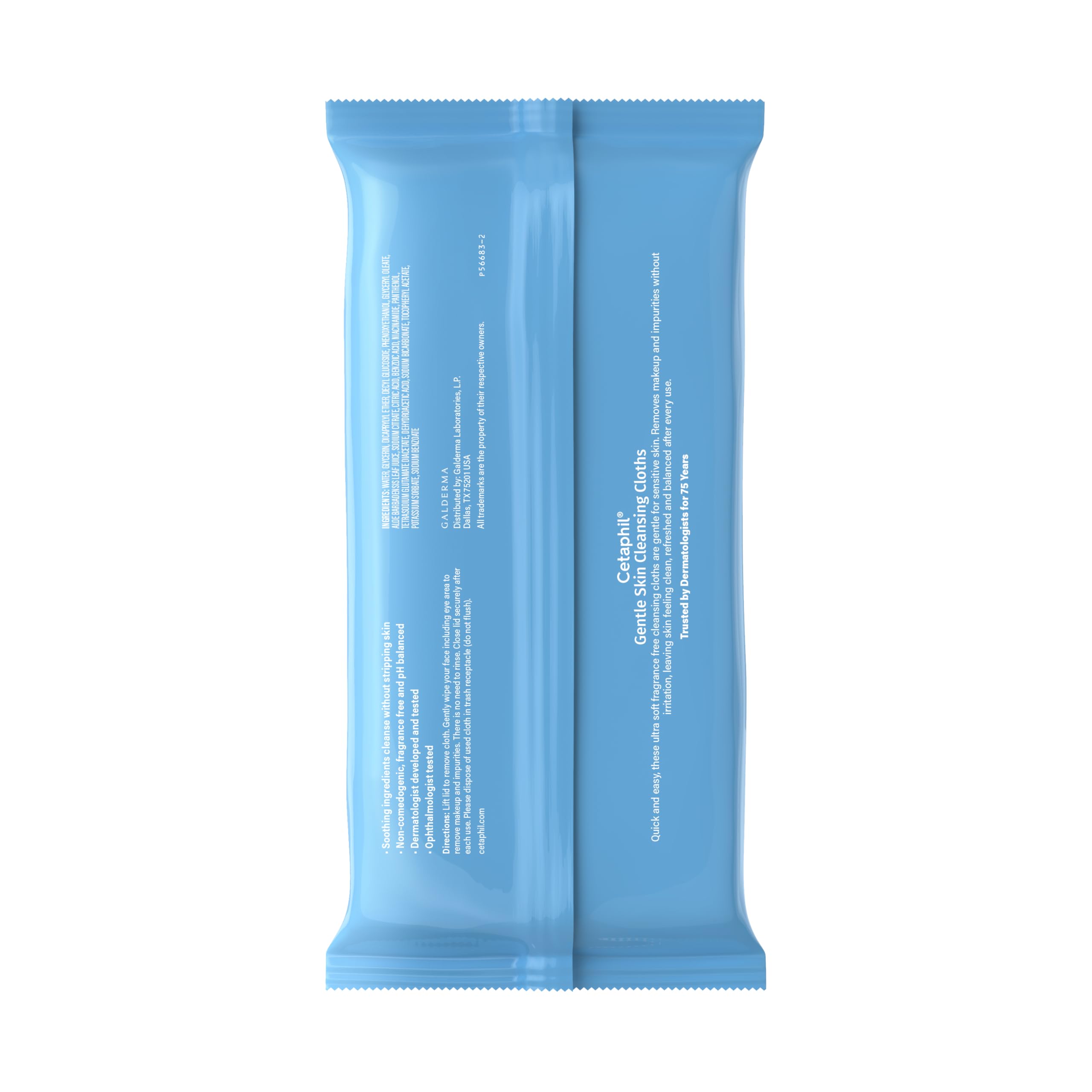 Cetaphil pack front displays 25-count triple pack for convenient trips.